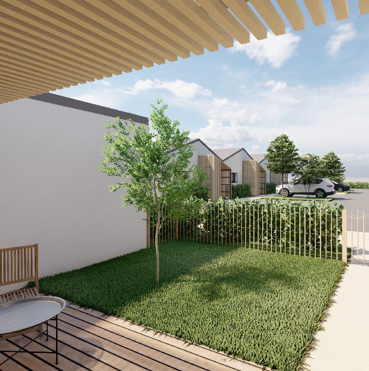 visualisation 3D terrasse et jardin maison - Les Hameaux du Levant Saint-Julien
